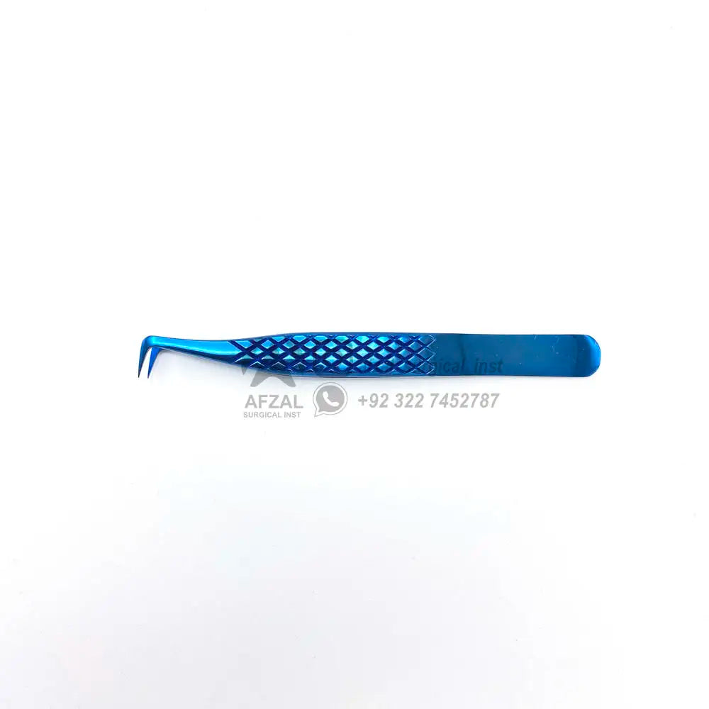 90 Degree Precision Stainless Steel Eyelash Tweezers Diamond Grip Handle Soft Tension Slim Boot Tips Fiber Tips Anti-Static