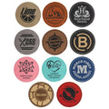 Popular Colorful Soft Leather Coasters Personalized Custom Blank Laserable Leatherette Round Coaster