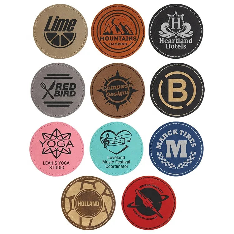 Popular Colorful Soft Leather Coasters Personalized Custom Blank Laserable Leatherette Round Coaster