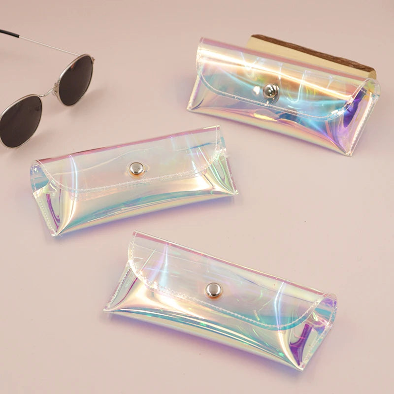 Protective Soft PVC Rectangle Transparent Eyewear Pouch Travel-Friendly Push-Button Glasses Case Fashionable Giftable Sunglasses