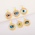 QIKU Wholesale Evils Eye Glaze Circular Small 18k Plated Tiny Zircon Vintage Best Friend Charm for Jewelry Making