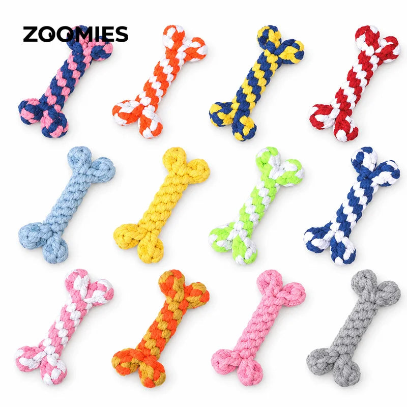Wholesale Multicolor Cotton Rope Bone Dog Toy Braided Chew Toy for Small Dogs Teeth Cleaning Interactive Play MegaBDM