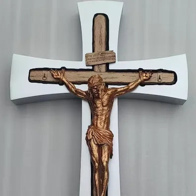 SLA 3D Printed Cross - Gold and Silver Spray Paint