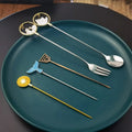 Custom Shape Stainless Steel Christmas Bento Fruit Food Picks Kid-Friendly Metal Mixing Spoon for Cocktail Beverages