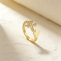 QIKU Aircraft Cloud Shape Adjustable Opening Women Rings Gold Color Copper Zircon Jewelry Accessory Gift Wholesale Dropshipping