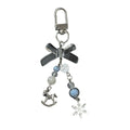 Wholesale Winter Romantic Snowflake Mobile Phone Chain Blue Series Cute Bow Bag Pendant Keychain