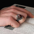 Wholesale Azuris VALKH1186 925 Sterling Silver Ottoman Style Men's Ring with Natural Stone Agate Handmade in Turkey