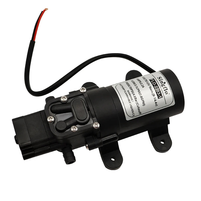 Singflo FLO-2203-1 12V Automatic Water Pump 12V 70PSI High Pressure Diaphragm 3.1LPM