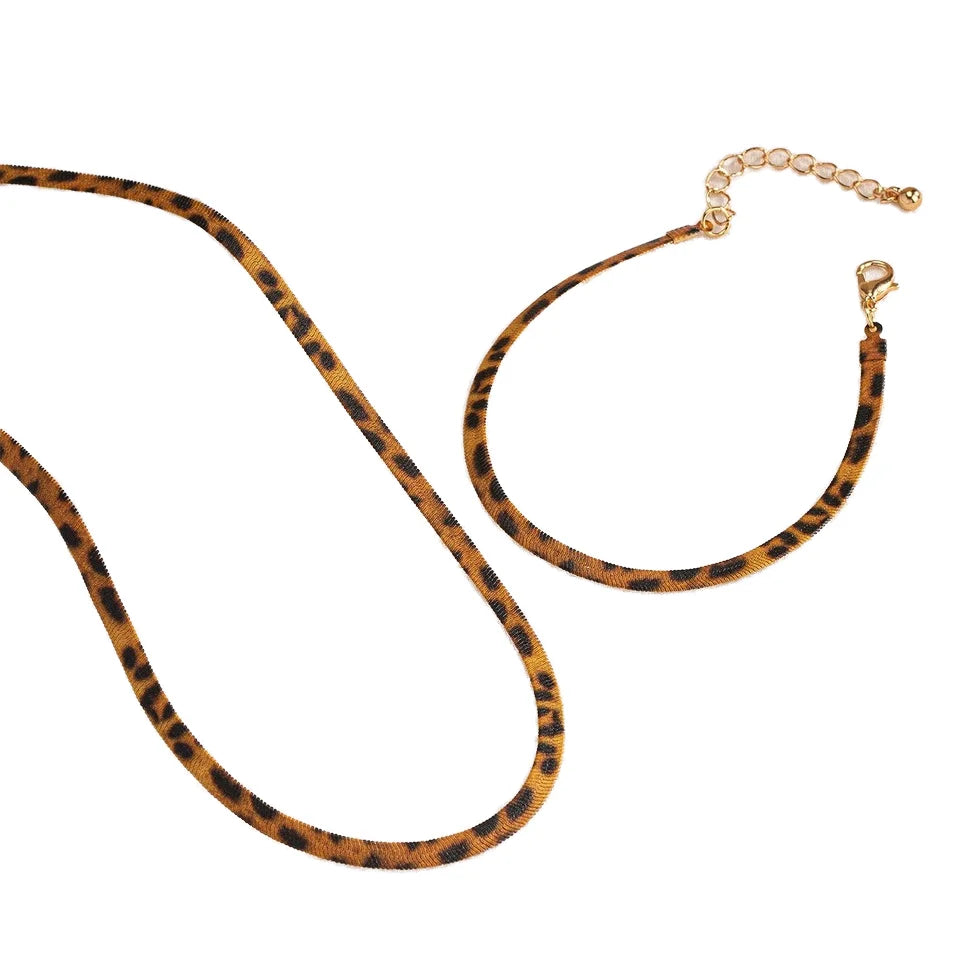 Cross-border Fashion Leopard Print Exaggerated Retro Women's Charm Gold-plated Bracelet Necklace Jewelry for Women