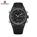 NAVIFORCE 9265 Led Multifunction Flashlights Wristwatch Factory New Design Dual Display Sports Chronograph Watches for Men