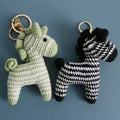 Zebra Charm Keychain Cartoon Mini Hand Knitted Toy Horse Key Chain Backpack Handbag Pendant Crochet Animals unicorn Keyring