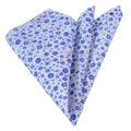 Cotton Neckerchief with Blue Floral Print on White