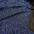 Most Close 1mm Soft Stretch Crystal Dress Fabric With Sparkling Black Rhinestone for Dress