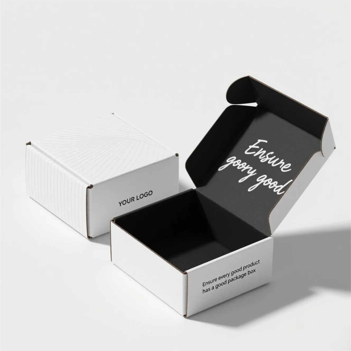 Custom White Eco-Friendly Corrugated Cardboard Clothing Mailer Box with Black Matte Lamination UV Varnishing Handled for Socks