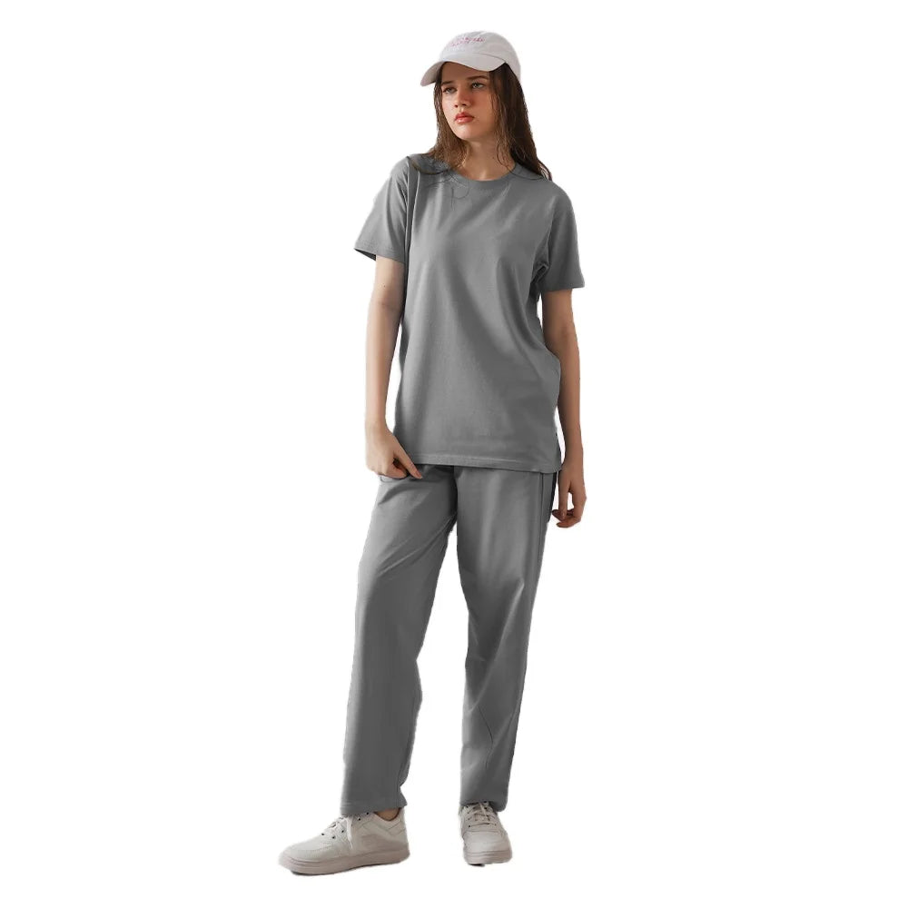 Loose Fit T Shirt and Wide Leg Pants Two Piece Set with Side Pockets Women's Casual Streetwear wear Tracksuit Outfit
