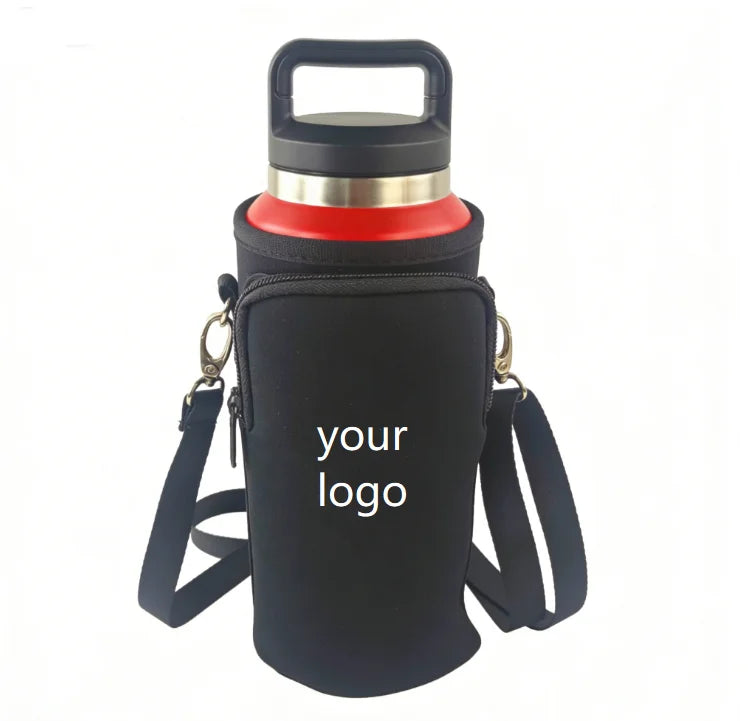 Custom Logo Cup Storage Bag Neoprene Zipper Mobile Phone Pocket 40 oz Tumbler Water Bottle Holder