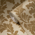 Germany Luxury Velvet Flock Damask Wallpaper Rolls Copper Yellow Non Woven Wash-Resistant Light Resistant Living Room Kitchen