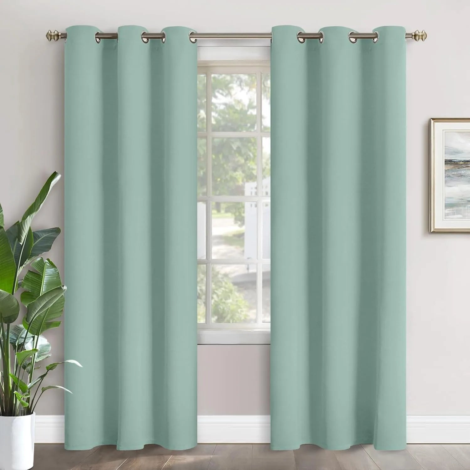 JA Hot Modern Blackout Curtains Long Thermal Fabric with Grommets Noise-Reducing and Room-Darkening for Bedroom & Living Room