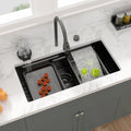 US Warehouse 16 Gauge Stainless Steel Single Bowl with Cutting Board 33*19 Inches Undermout Waterfall Workstation Kitchen Sink