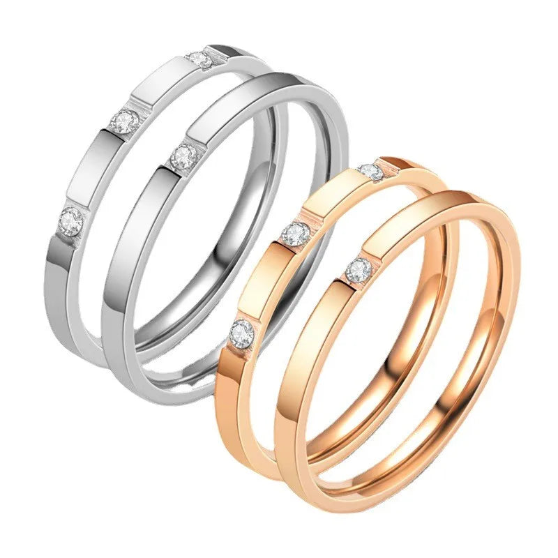 Ins Titanium Steel Diamond Ring Women's Fashionable Non-fading Tail Ring Knuckle Ring