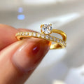 Wholesale S925 Gold Plated Zircon Prong Setting Luxury Statement Cocktail Ring for Wedding Party Anniversary
