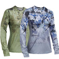 High Performance Women's Green Camo Plus Size Long Sleeve Waterproof Fishing Shirt Breathable Digital Print Anti-Bacterial UPF