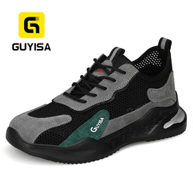 GUYISA Professional Insulated Safety Shoes Lightweight Rubber Plastic Sole Summer Breathable Upper Steel Toe Safety Shoes