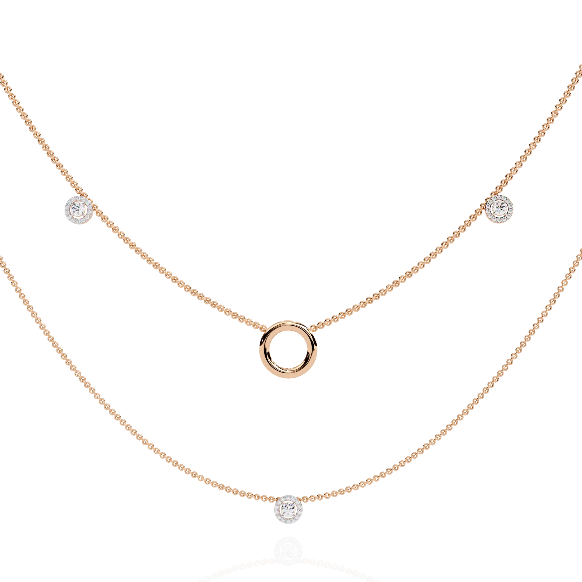 Luxury 14K Gold Plated Double Layer Lab Grown Round Brilliant Cut Diamond Necklaces IGI Certified Women's High-End Fine Jewelry