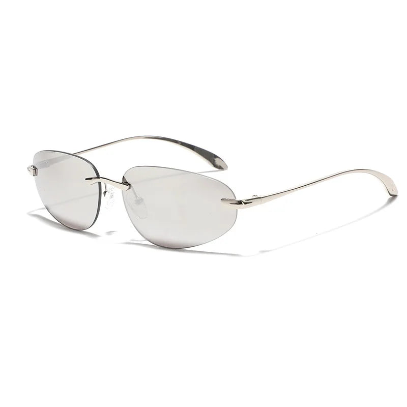2026 Custom Logo Newest Fashion Alloy Frameless Cat Eye Sun Glasses UV400 Shades Y2K Rimless Sunglasses Women Men MegaBDM