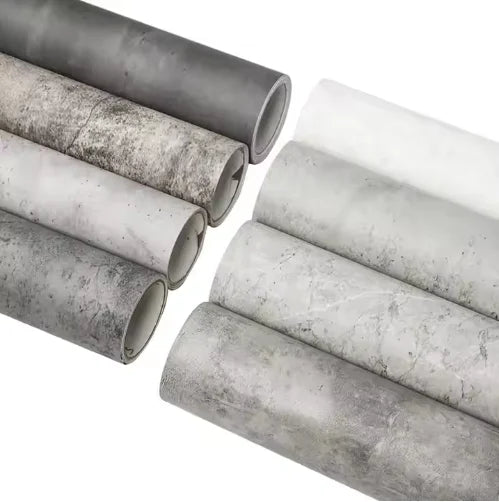 Modern Dark Gray Thick Matte Concrete Cement Texture Wallpaper Peel Stick Adhesive Vinyl Wall Stickers for Bedroom