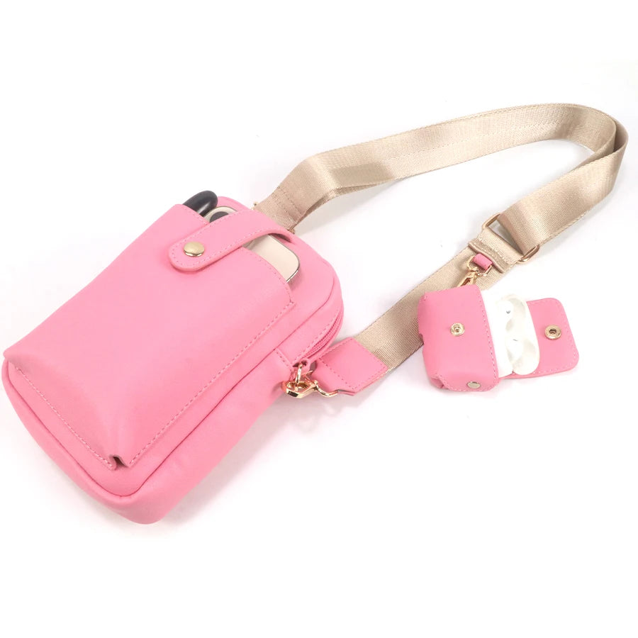 2025 New Brand Designer Women's Smooth Leather Small Crossbody Bag Versatile Waterproof Cell Phone Wallet Purses Summer