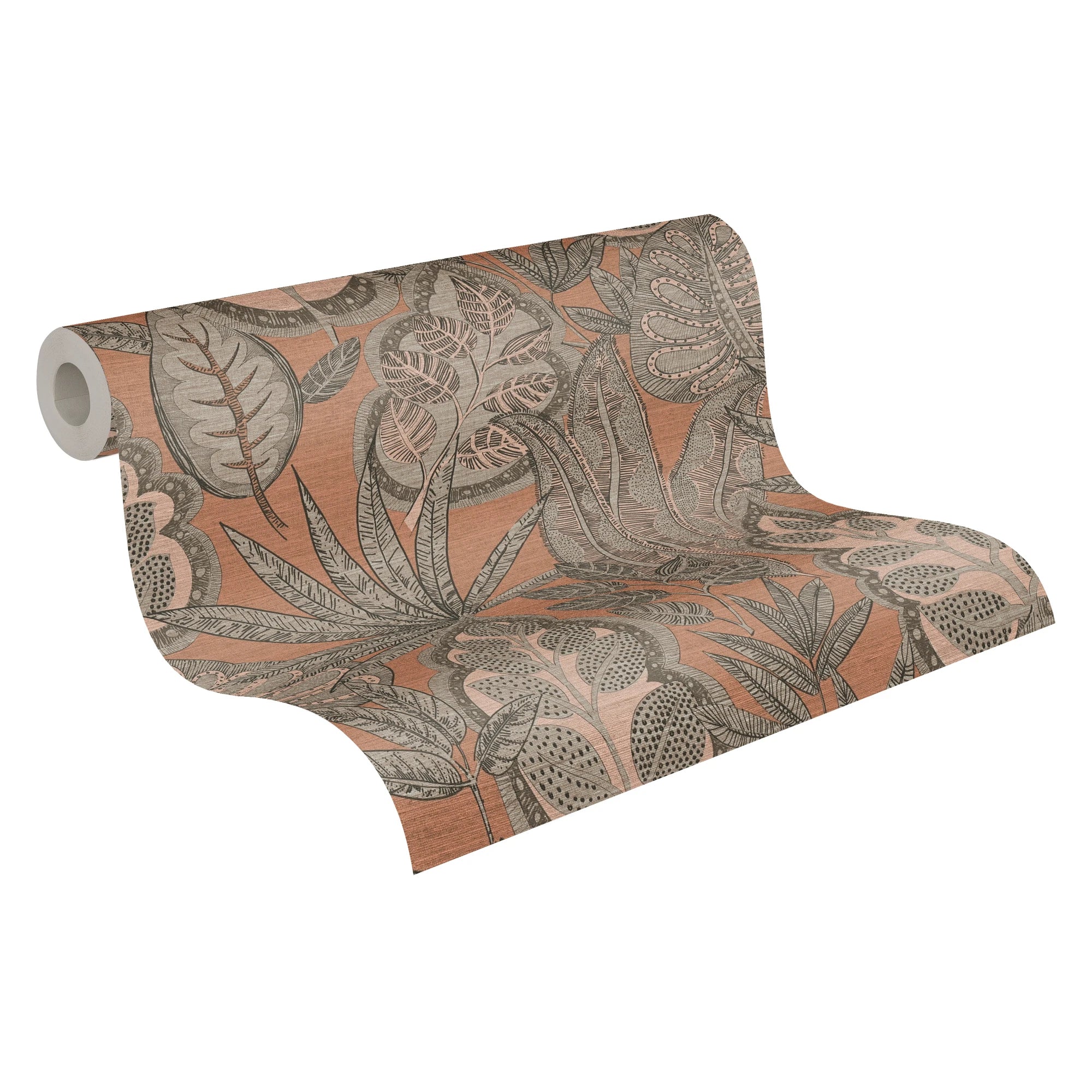 Germany Floral Wallpaper Rolls-Leaves Pattern Pink Grey Taupe Brown Non Woven Vinyl 1005x0.53m Modern Kitchen & Gym Use
