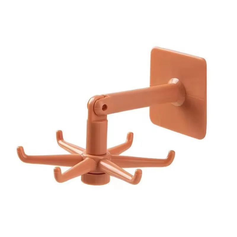 In Stock Dual-purpose Rotary Six-claw Hooks Kitchen Storage Supplies Plastic Hook