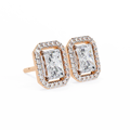 2025 New OMKAR JEWELS Trendy Baguette Moissanite Halo Stud Earrings Women 0.86CT Emerald Cut 18K Gold Plated Brass IGI Certified