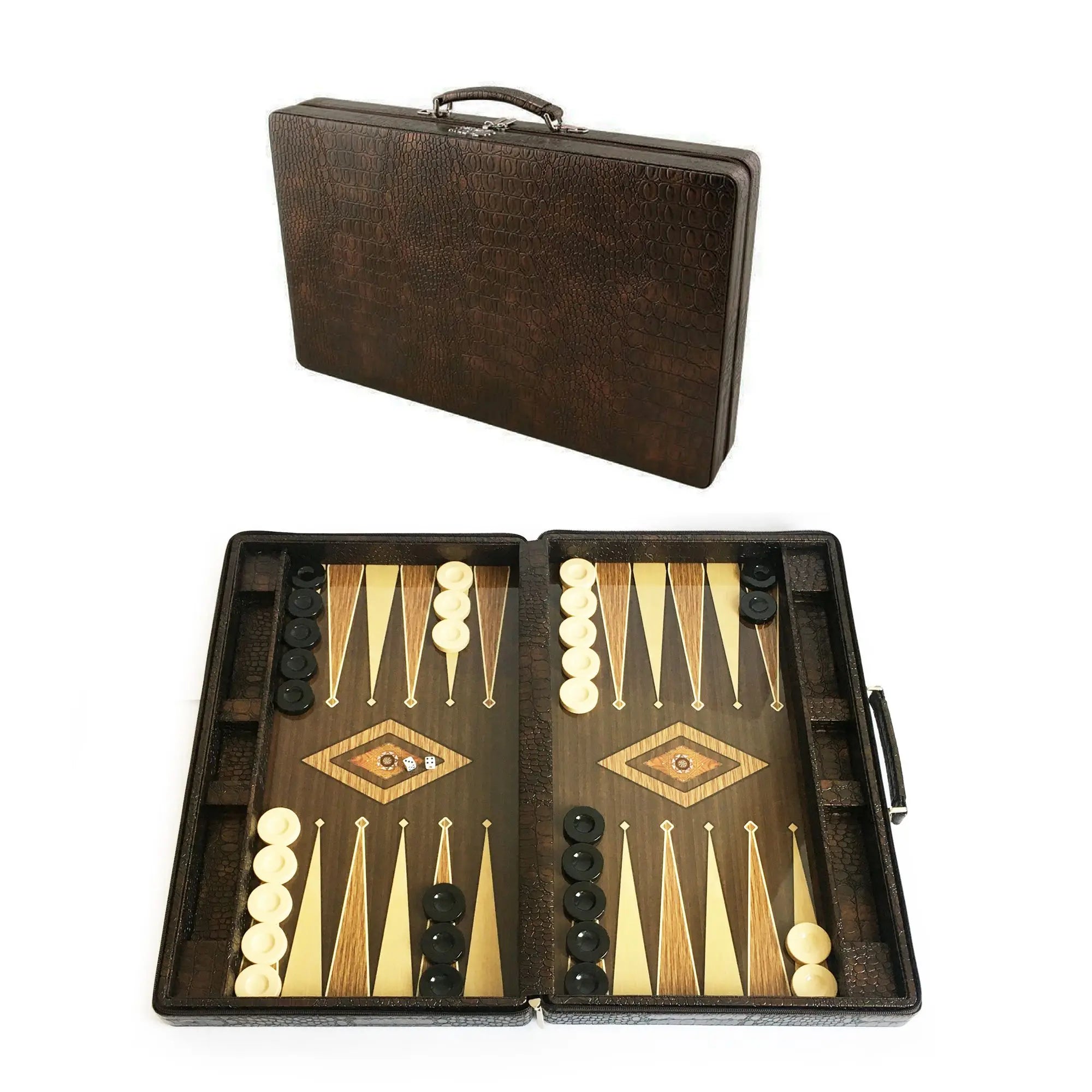 Star Leather Box Backgammon Set Mid Size