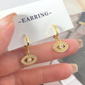 Foxi Ready to Ship Women's Earrings Wholesale Fashion Jewelry Zircon Dangle Turkish Evil Eye Hoop Earrings