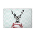 Made In Germany - Home Decor Canvas Picture Retro Deer Colourful - Wall Painting Mural In Blue And White - Stretcher Frame Art