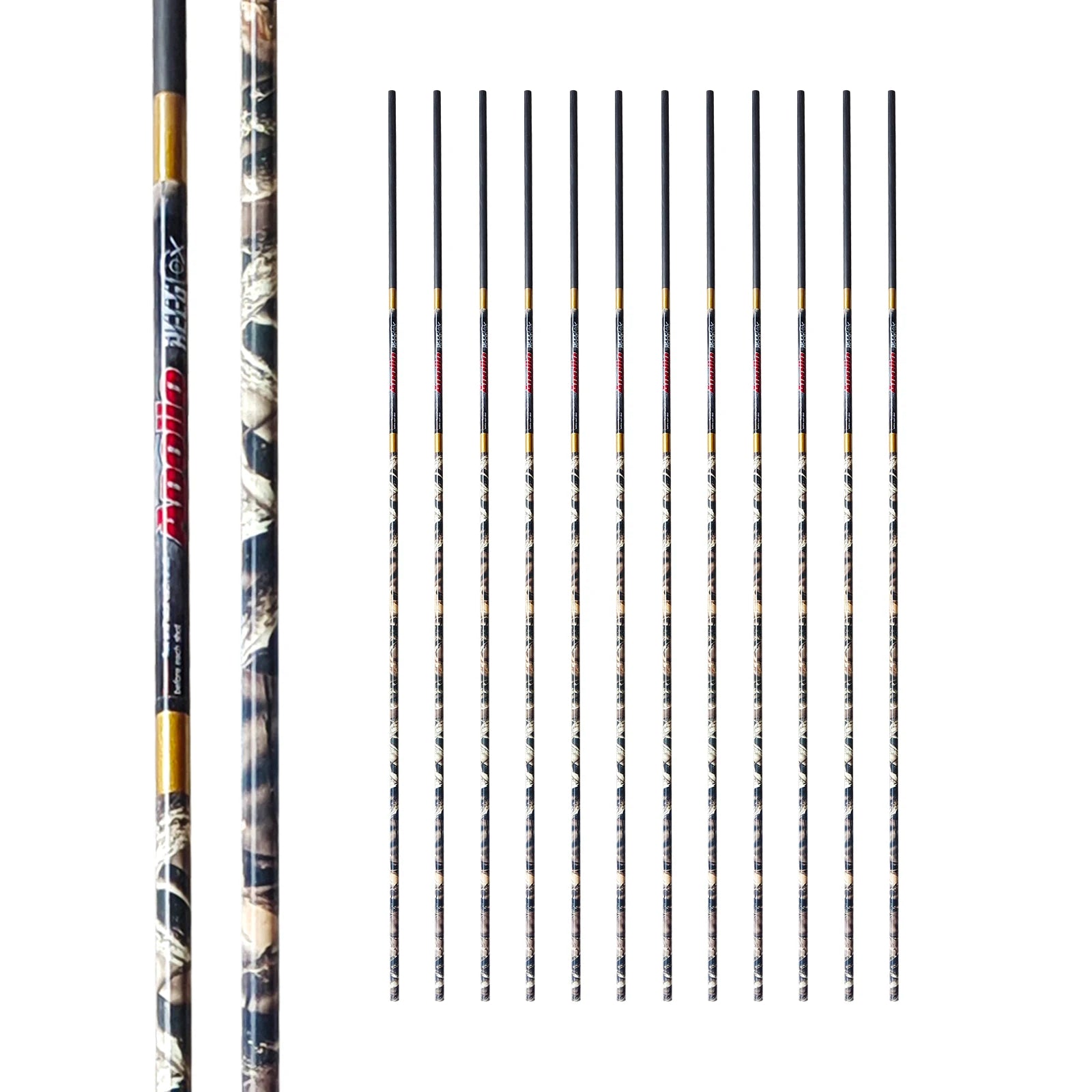 Factory Wholesale Pure Carbon Fiber Arrows Straightness 0.001 0.003 0.006 ID 4.2mm 6.2mm Camo Print Shaft Recurve Archery Steel
