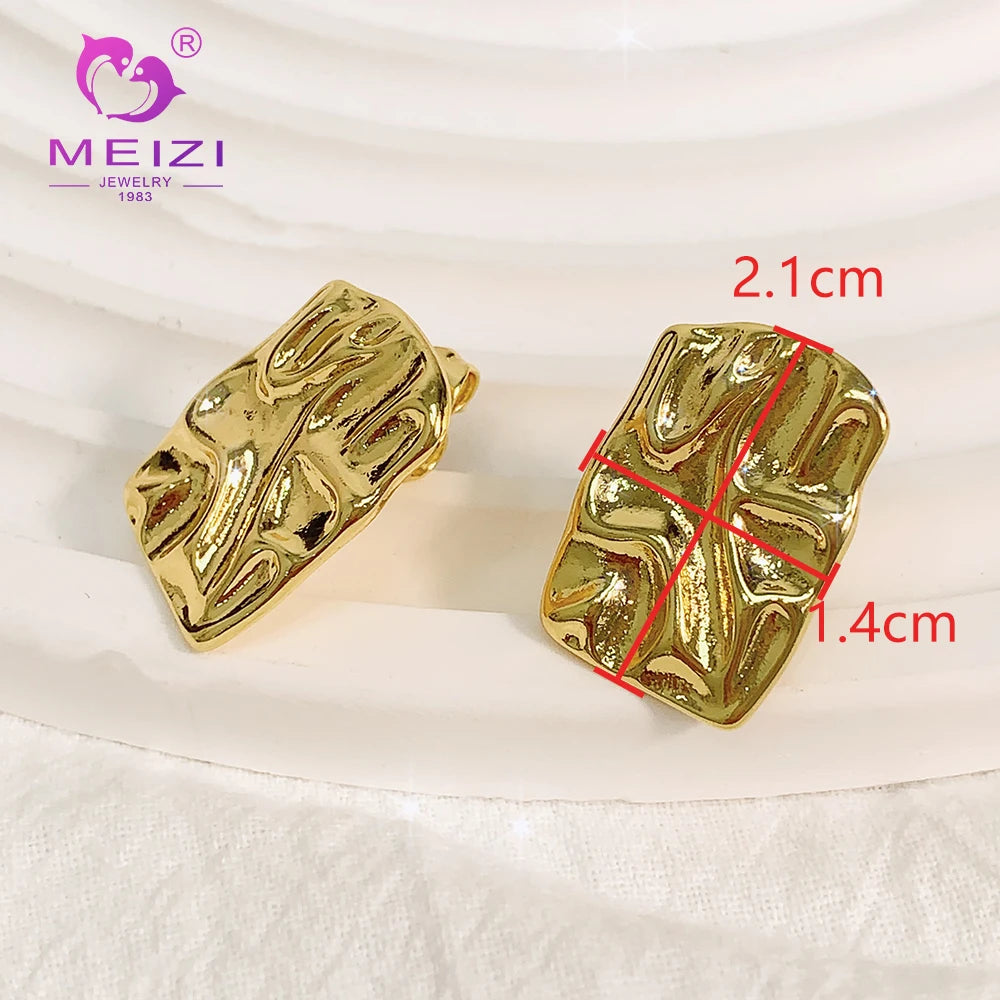 MEIZI JEWELRY 18K Gold Plated Cuff Earrings Hypoallergenic Stainless Steel Copper Geometric Women's Wedding Parties