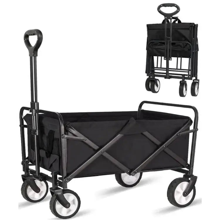 Portable Stainless Steel Folding Cart for Outdoor Camping Vehicle Picnic Trolley with Practical Stall for Tools