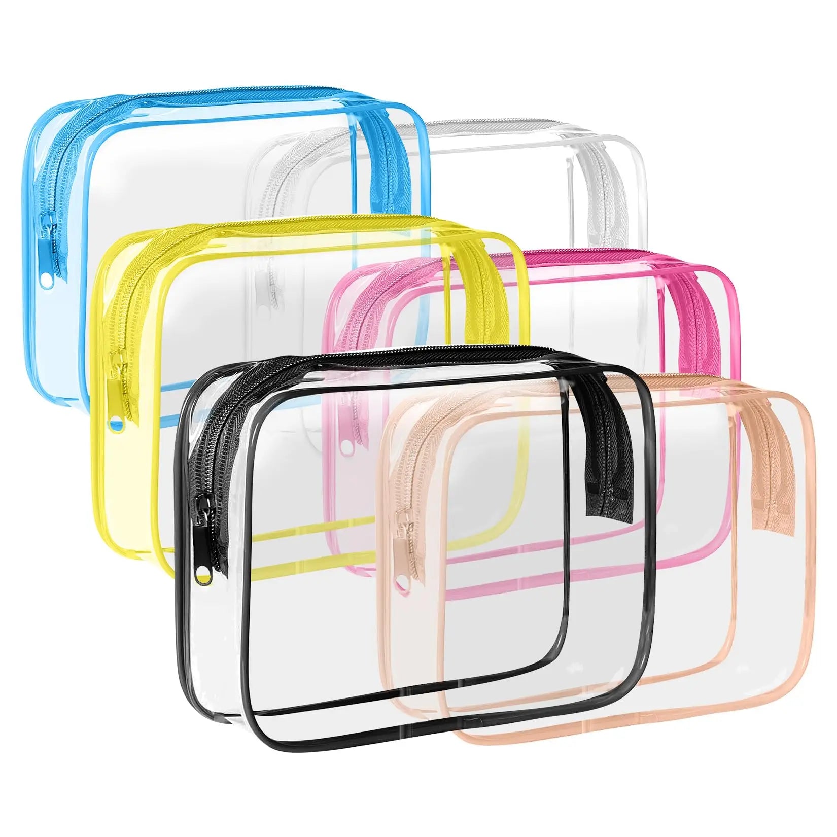 Clear Cosmetics Bag Zippered Clear Toiletries Carry Pouch Portable Cosmetic Makeup Bag Vinyl Plastic Organizer Case for Vacation