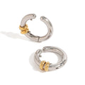J&D 18k Gold Stainless Steel Two-Tone Polished Minimalist Clip-On Earrings Elegant INS Style Chic Fashion Statement