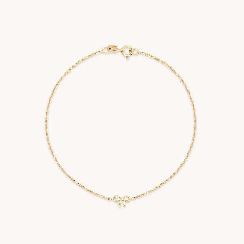 LOZRUNVE 925 Sterling Silver Sweet Trending Minimalist Bow Knot Charm Bracelet Women