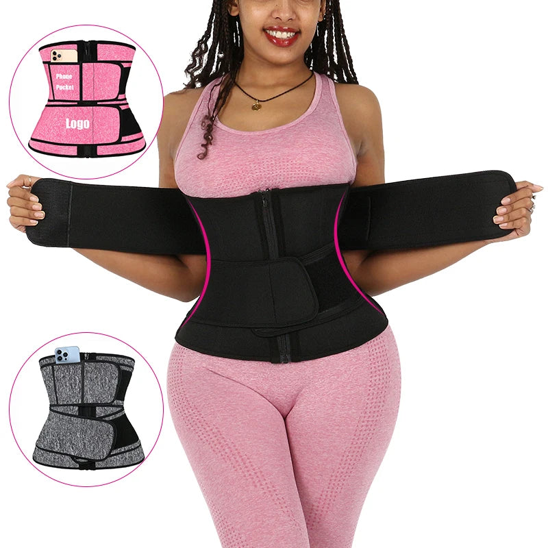 Good Quality Women Slimming Double Compression 2 Strap Columbia Fat Burning Neoprene Waist Trainer Shaper With 2 Belts for Gym