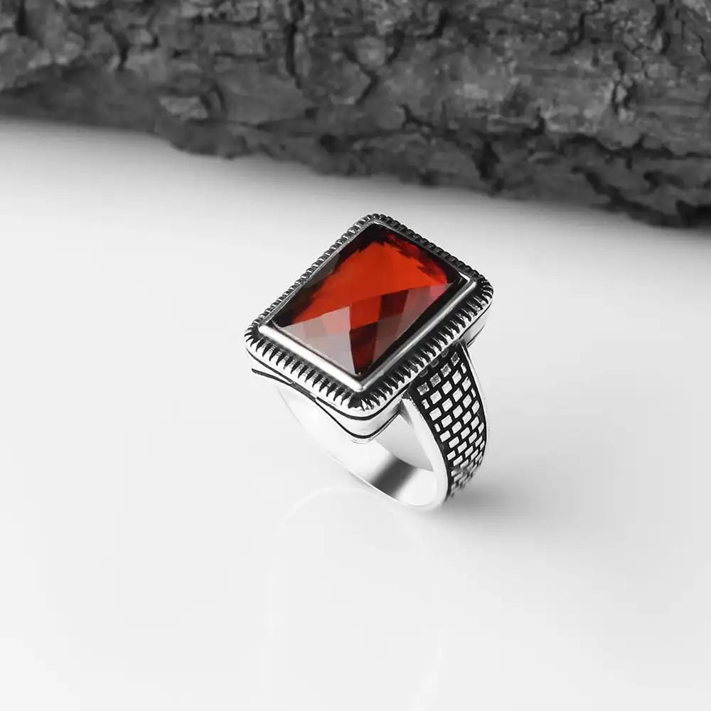 Hot Sales Turkey Azuris VALKH1428 925 Sterling Silver Men's Ring Ottoman Style Natural Black Stone