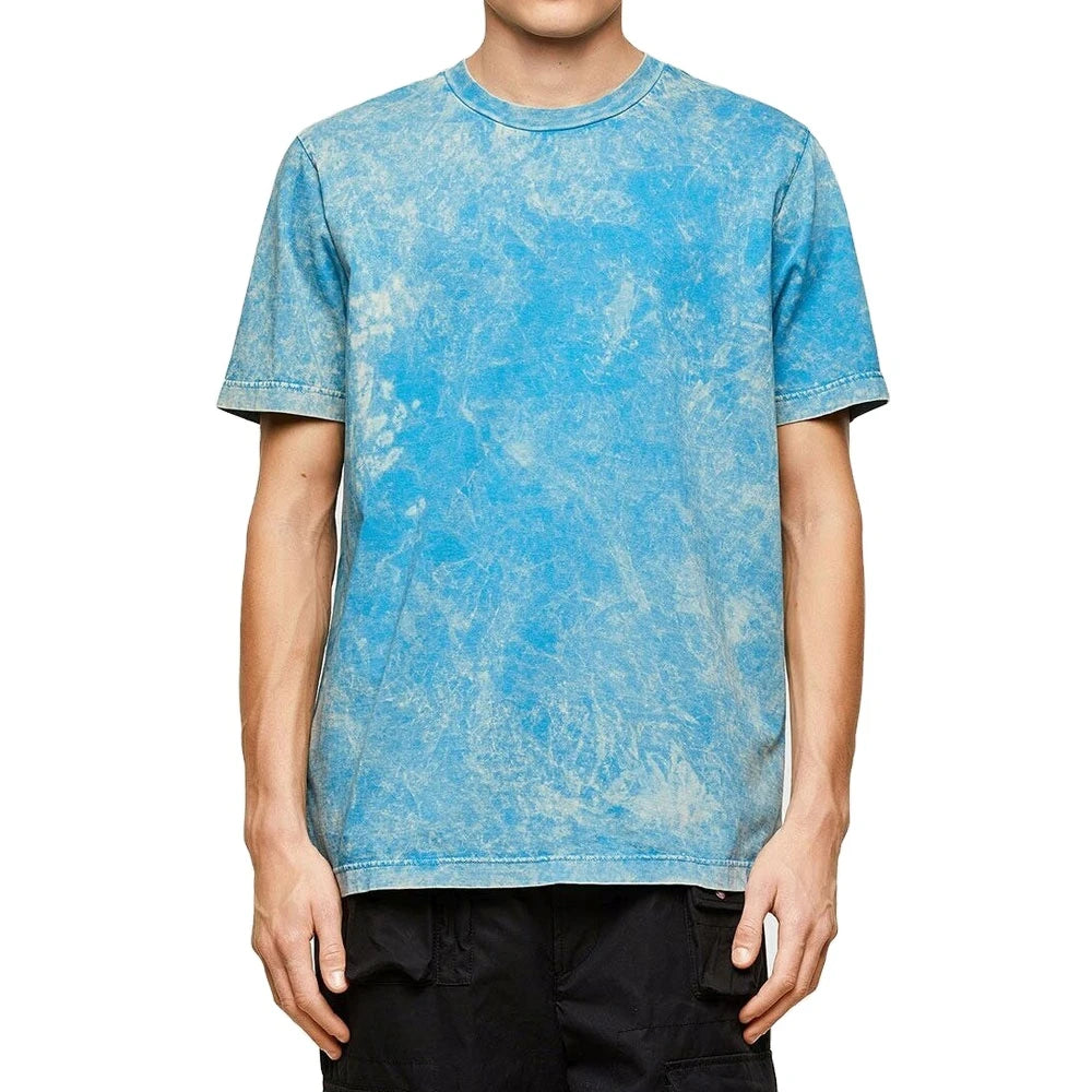 Shirts Manufacturer Streetwear Summer Short Sleeve Screen Printing Stripe Boxy O Neck Acid Wash Cheap Price Shirts For Men