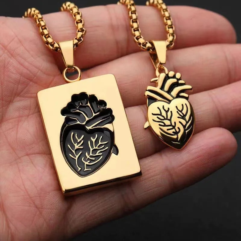 2023 Fashion Puzzle Couple Anatomical Heart Necklace for Women Valentine Gift Gold Chain Pendant  Necklace