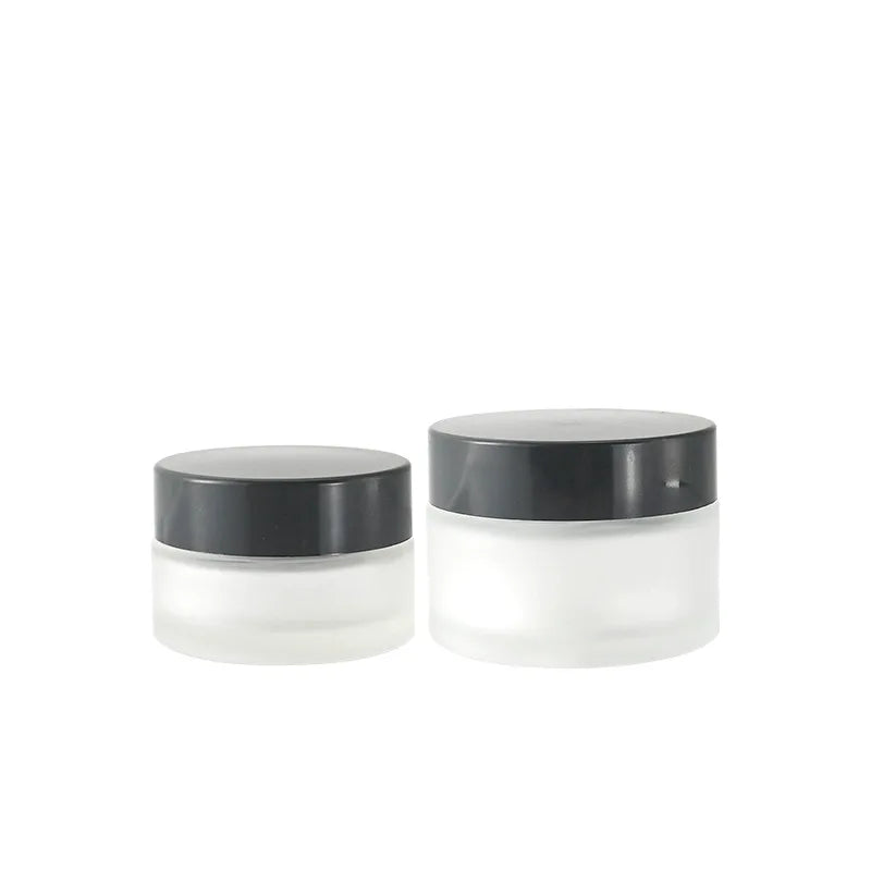 Amber Green and Blue Cylinder Candle 10g15g 20g 30g 50g 60g 100g 150g Round Cosmetics Glass Cream Jar With Matt Black Top Lid