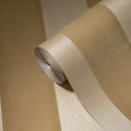 Luxury Modern Velvet Flock Stripes Gold Yellow Non Woven Wallpaper Rolls Wash & Light Resistant 1005 X 052 m