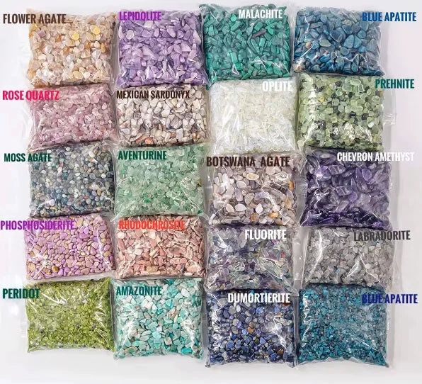 Colorful Natural Crystal Gravel Quartz Healing Crystals Chips Bulk Polished Gemstone European Home Decoration Wooden Box